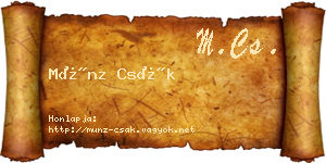 Münz Csák névjegykártya